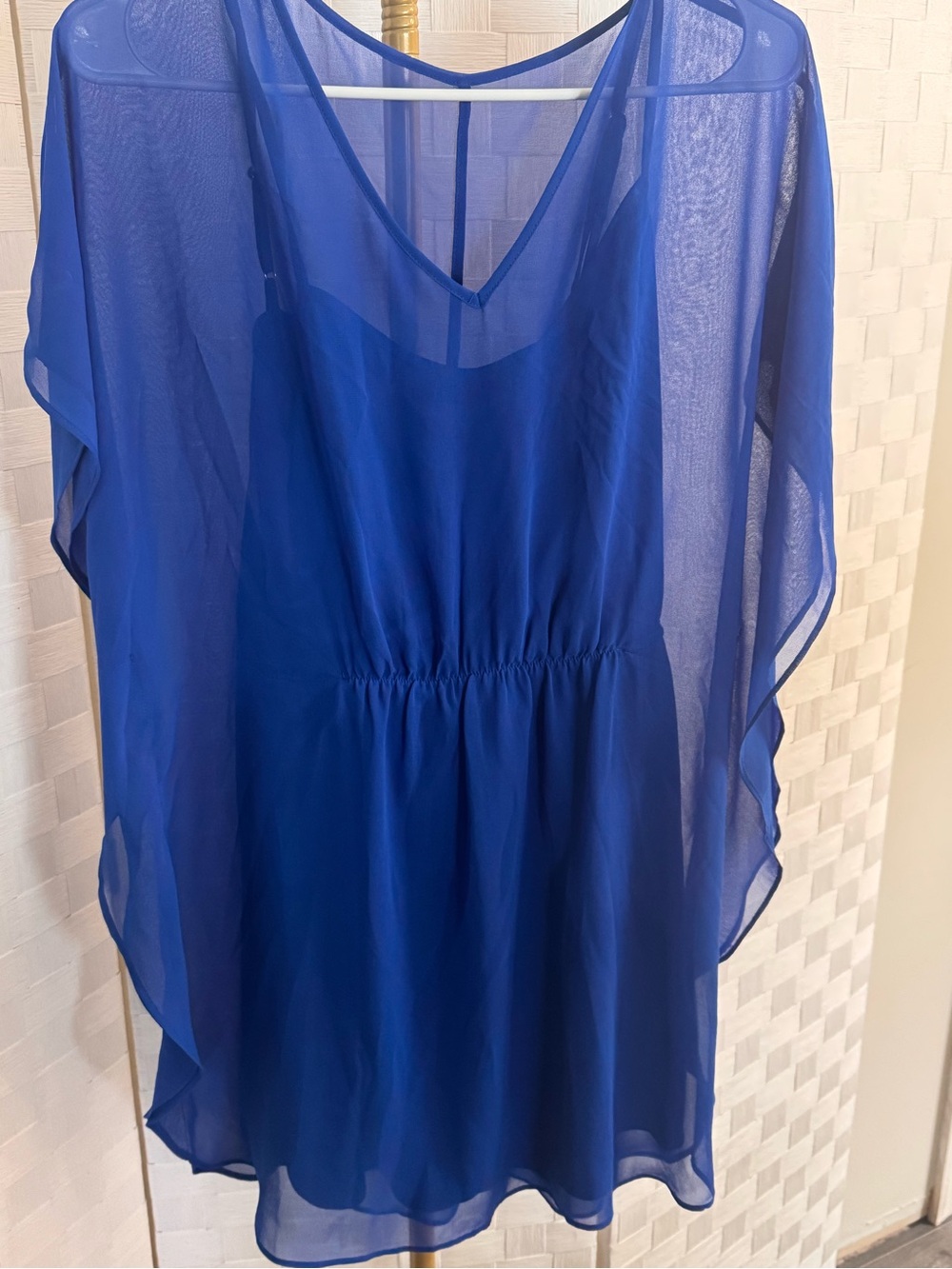 Express Royal Blue Sheer Romper